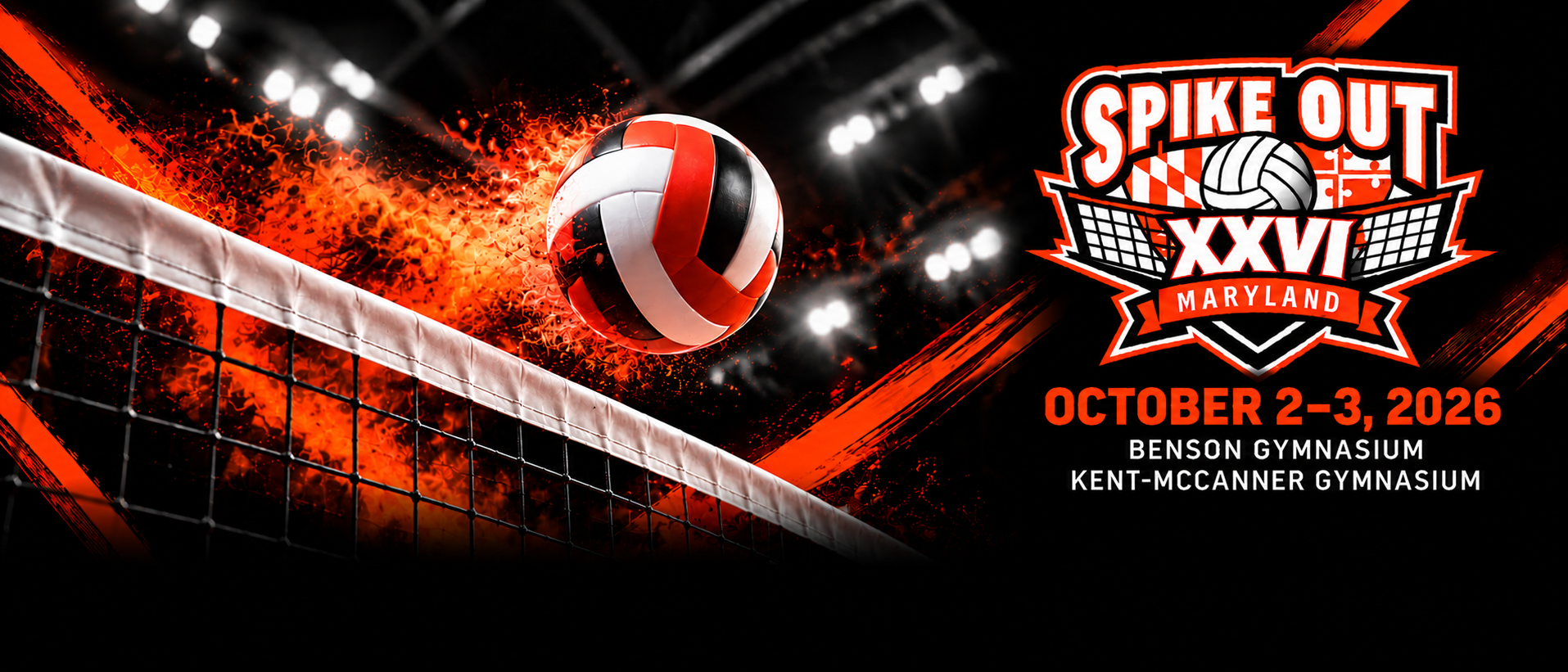 Spike Out Volleyball Tournament XXVI graphic, October 2 and 3, 2026